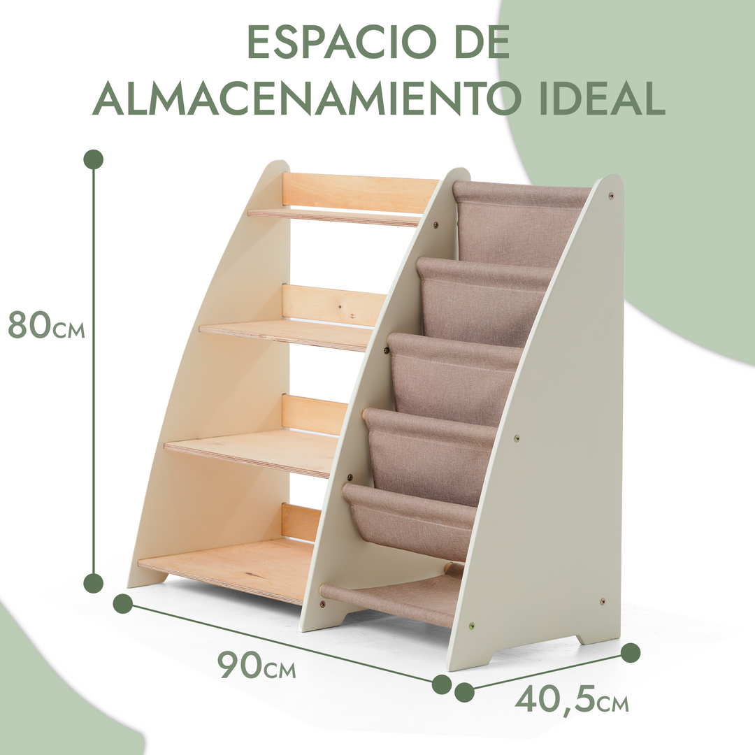 Estantería 2en1 Montessori para libros y juguetes para niños pequeños