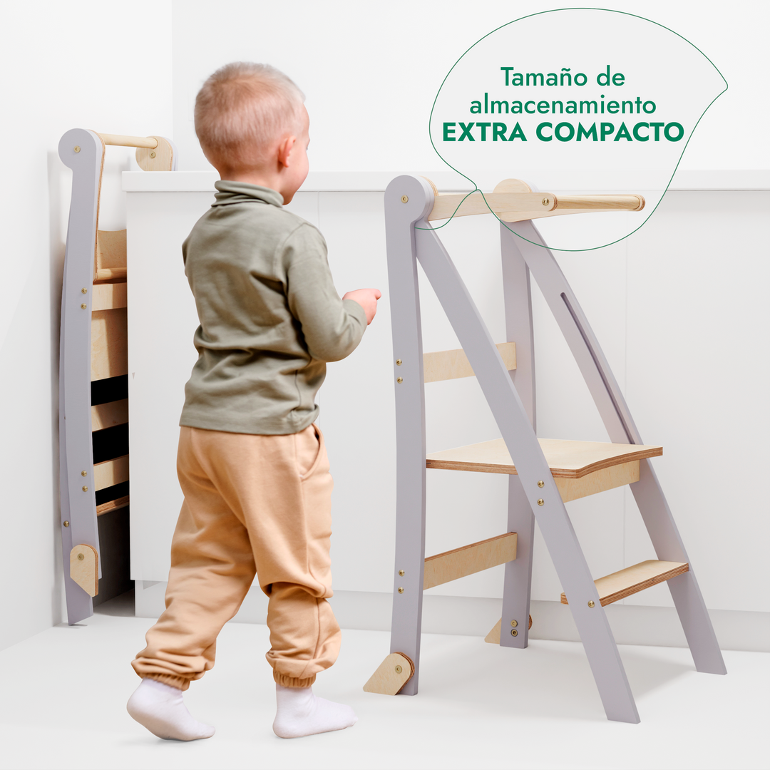 Torre de aprendizaje: Taburete plegable para niños pequeños - Gris