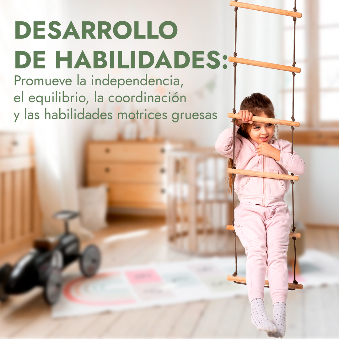 Set de Columpios 3en1: Escalera de cuerda + Anillas de gimnasia + Columpio de cuerda con disco