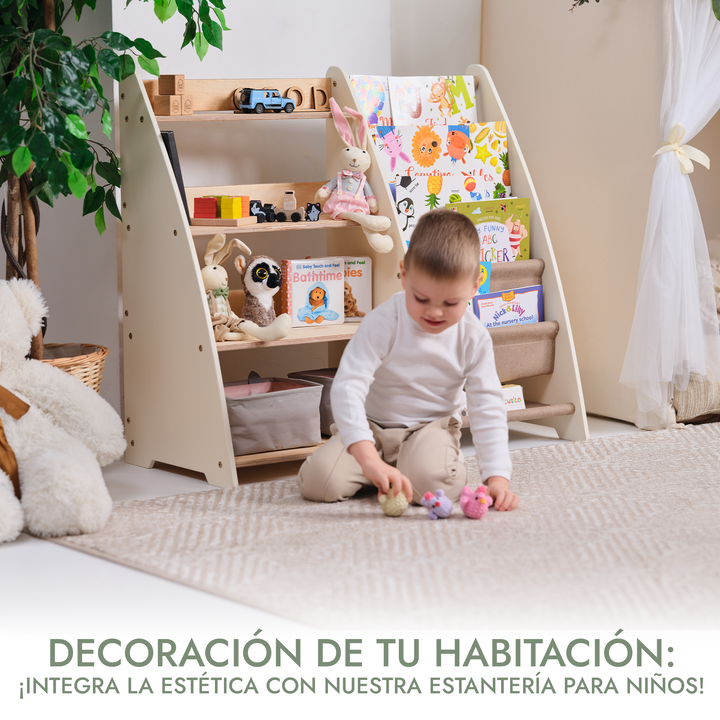 Estantería 2en1 Montessori para libros y juguetes para niños pequeños