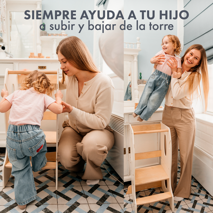 Torre de aprendizaje Montessori: Ayudante de Cocina - Beige