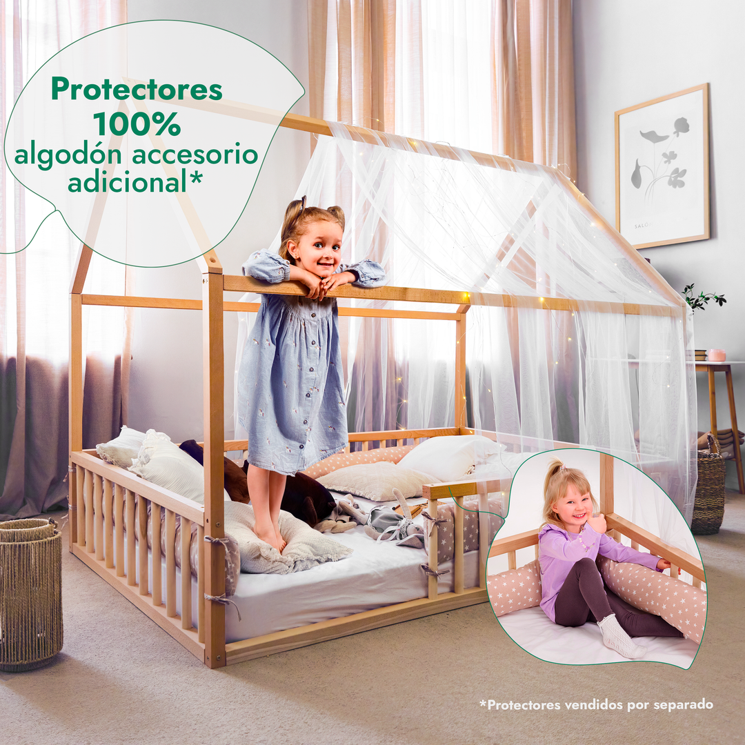 Casa Cama Para Niños y Niños Pequeños a partir de 1 año (Tamaño UE 200x120 cm)