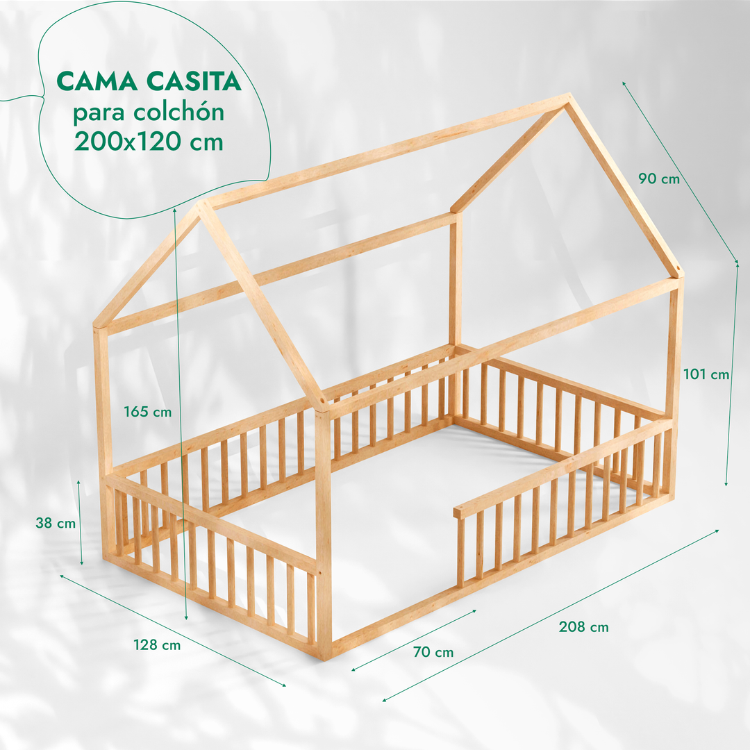 Casa Cama Para Niños y Niños Pequeños a partir de 1 año (Tamaño UE 200x120 cm)