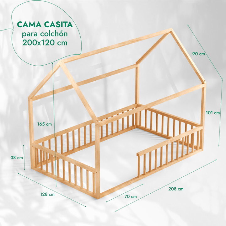 Casa Cama Para Niños y Niños Pequeños a partir de 1 año (Tamaño UE 200x120 cm)