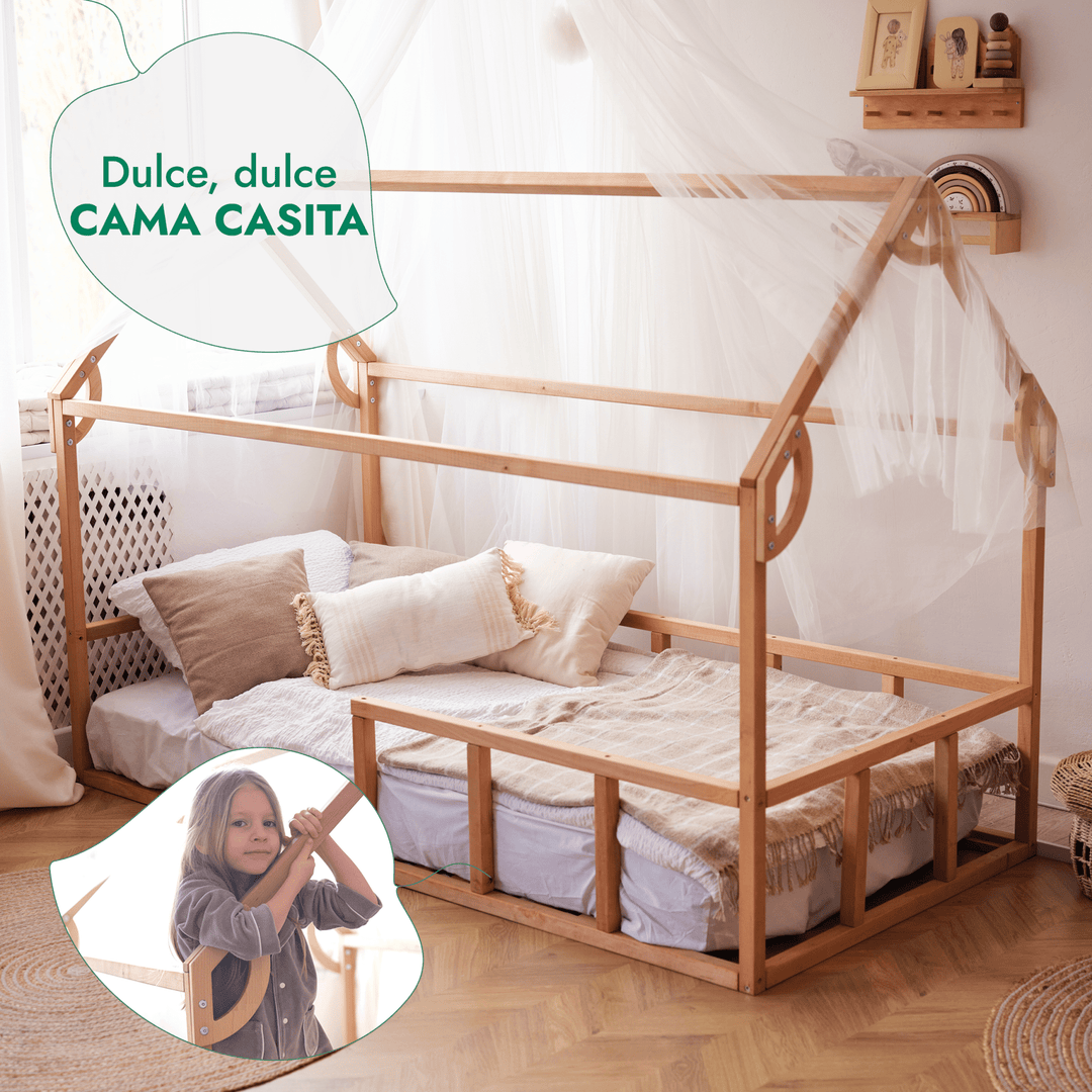 Casa Cama Para Niños y Niños Pequeños a partir de 1 año (Tamaño UE 200x120 cm)