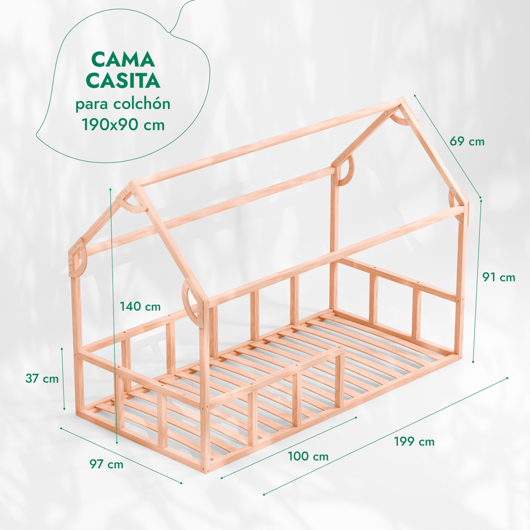 Casa Cama Para Niños y Niños Pequeños a partir de 1 año (Tamaño UE 200x120 cm)