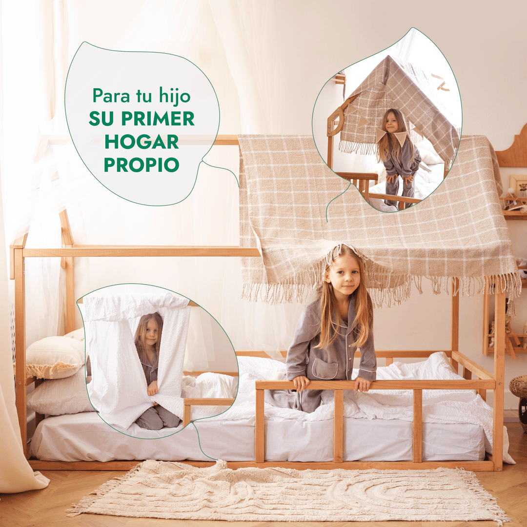 Casa Cama Para Niños y Niños Pequeños a partir de 1 año (Tamaño UE 200x120 cm)