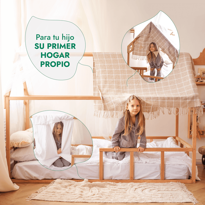Casa Cama Para Niños y Niños Pequeños a partir de 1 año (Tamaño UE 200x120 cm)