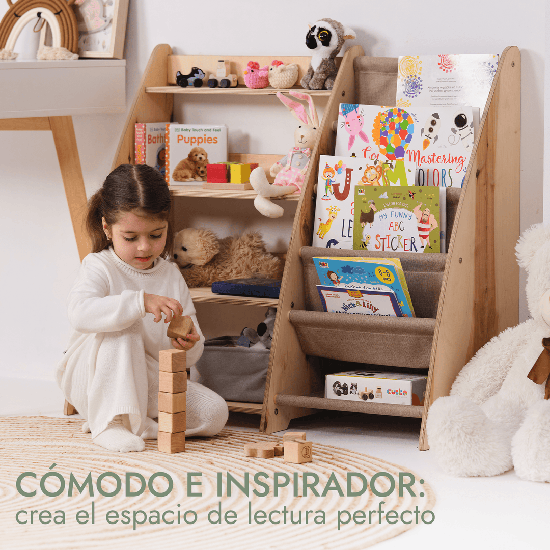 Estantería 2en1 Montessori para libros y juguetes para niños pequeños