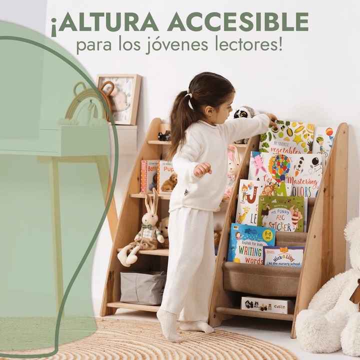 Estantería 2en1 Montessori para libros y juguetes para niños pequeños