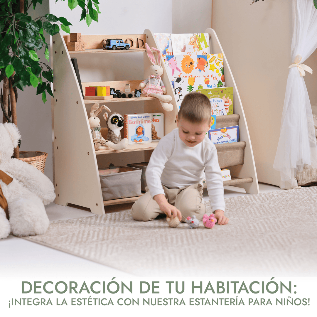 Estantería 2en1 Montessori para libros y juguetes para niños pequeños
