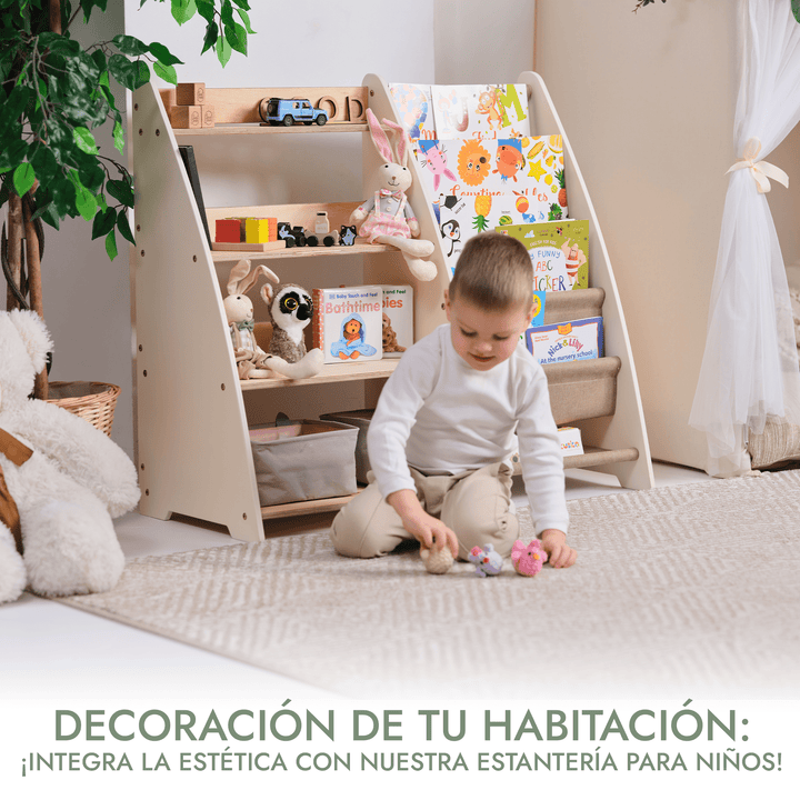 Estantería 2en1 Montessori para libros y juguetes para niños pequeños
