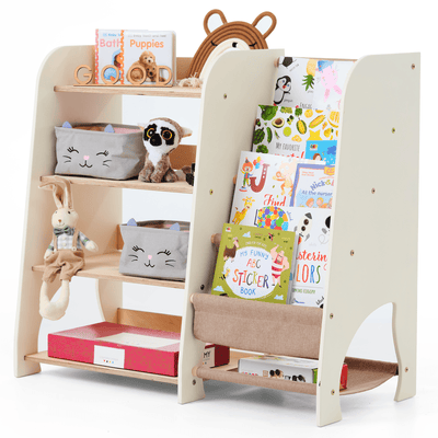 Estanterías de madera Montessori 2en1: estantería para libros y juguetes