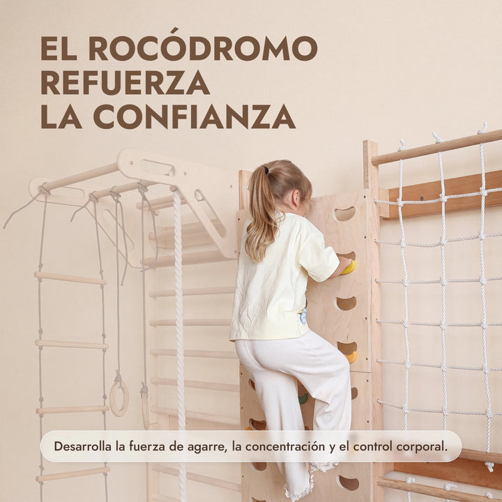 Extensión para espaldera sueca: muro de escalada y red