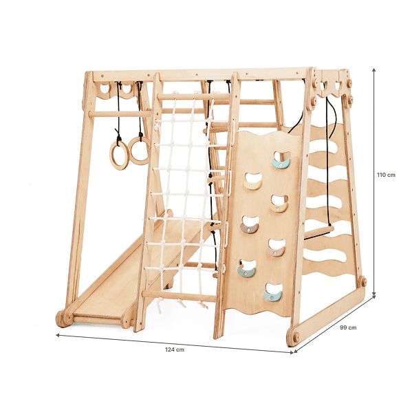Gimnasio Jungla Interior 6en1 para niños: Parque infantil + Juego de columpios + Tobogán + Cuerda + Escaleras
