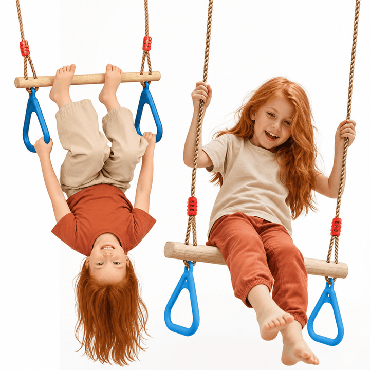 Set columpio 2en1: Trapecio + Anillas de gimnasia