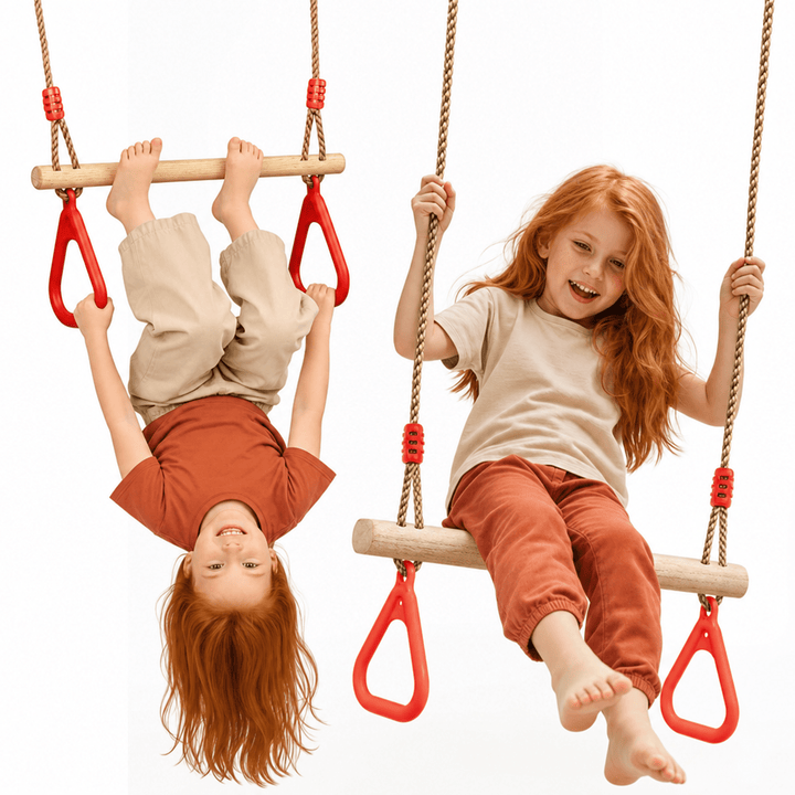 Set columpio 2en1: Trapecio + Anillas de gimnasia