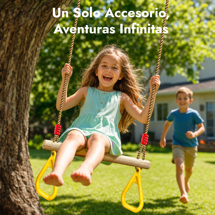Set columpio 2en1: Trapecio + Anillas de gimnasia