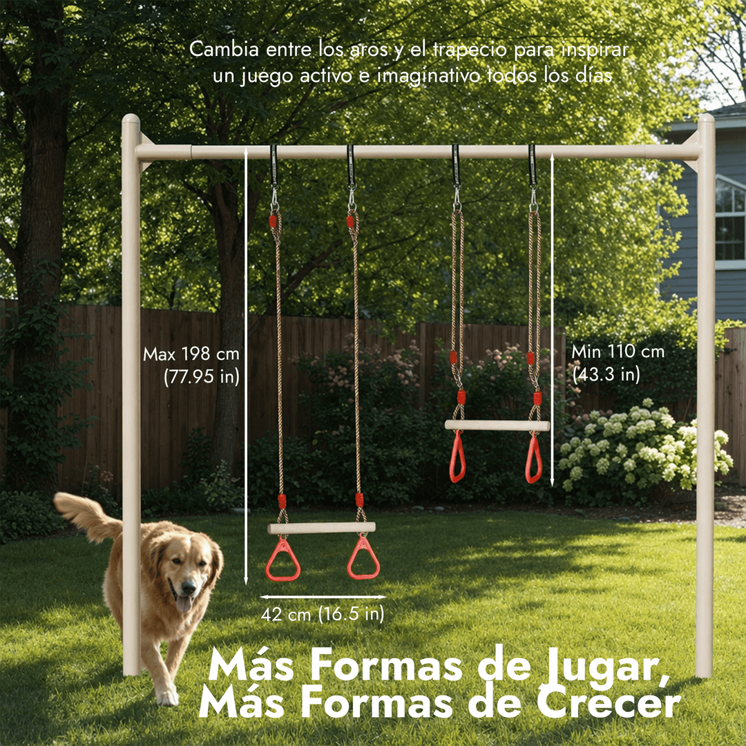 Set columpio 2en1: Trapecio + Anillas de gimnasia