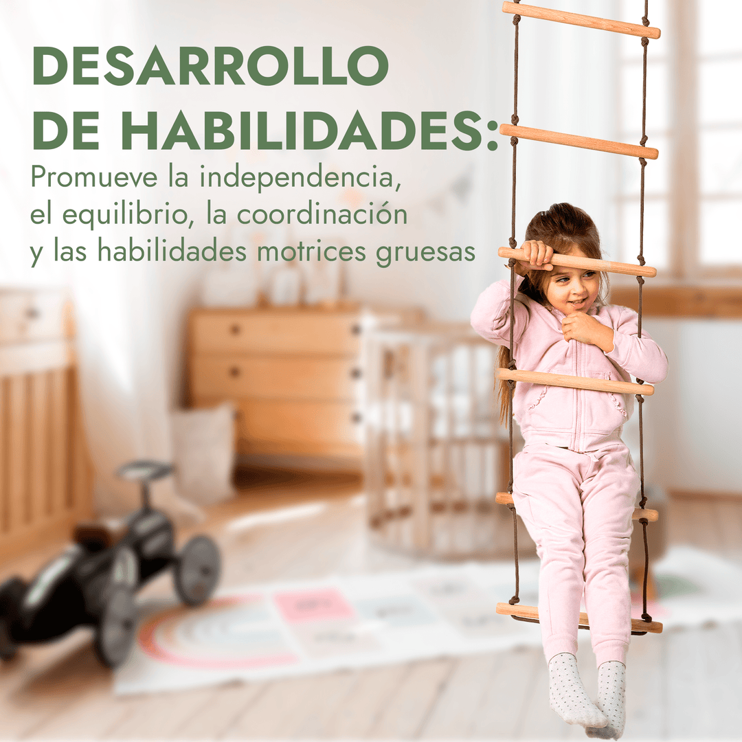 Set de Columpios 3en1: Escalera de cuerda + Anillas de gimnasia + Columpio de cuerda con disco