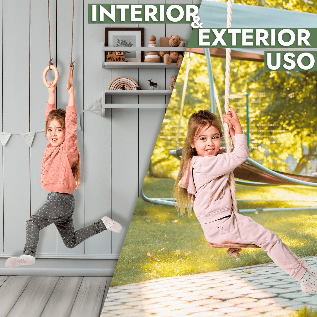 Set de Columpios 3en1: Escalera de cuerda + Anillas de gimnasia + Columpio de cuerda con disco