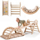 Set de Escalada 4 en 1 para Niños Pequeños: Escalera Triangular + Arco/Rocker + Tobogán/Rampa + Cojín