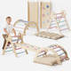 Set de Escalada 4 en 1 para Niños Pequeños: Escalera Triangular + Arco/Rocker + Tobogán/Rampa + Cojín - Pastel