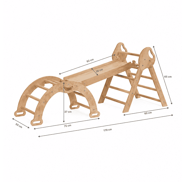 Set de Escalada 4 en 1 para Niños Pequeños: Escalera Triangular + Arco/Rocker + Tobogán/Rampa + Cojín - Pastel