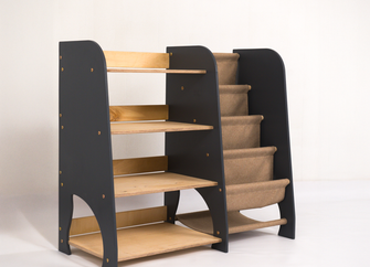 Estanterías de madera Montessori 2en1: estantería para libros y juguetes