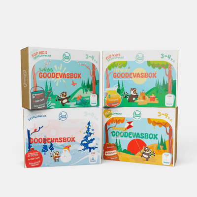 Suscripción anual a kits de juego (3–4 años) — 4 kits al año — GoodevasBox