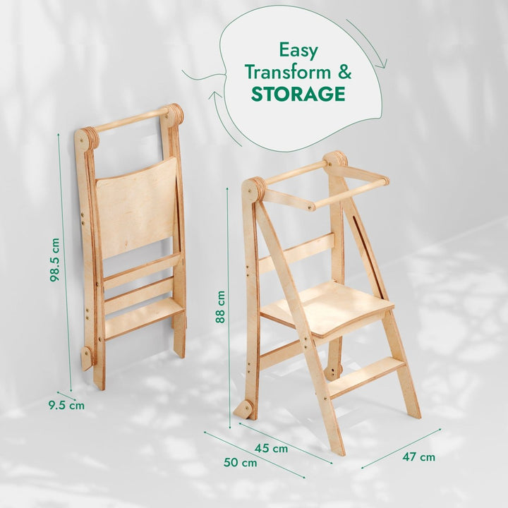Torre de aprendizaje: Taburete plegable para niños pequeños - Beige
