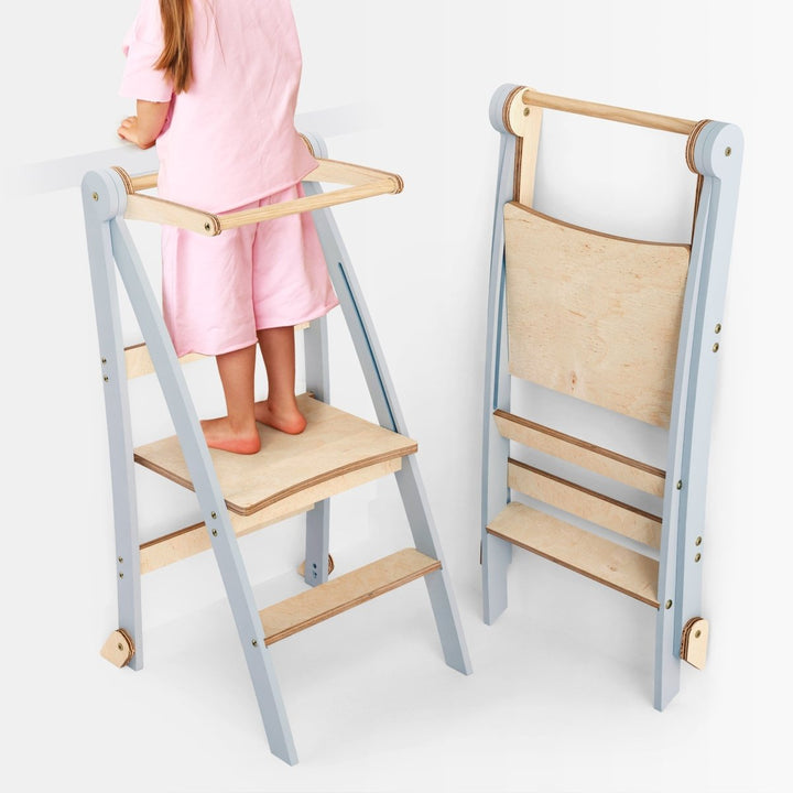 Torre de aprendizaje: Taburete plegable para niños pequeños - Gris