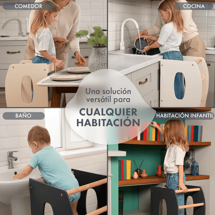 Torre de aprendizaje Montessori: Ayudante de Cocina - Beige