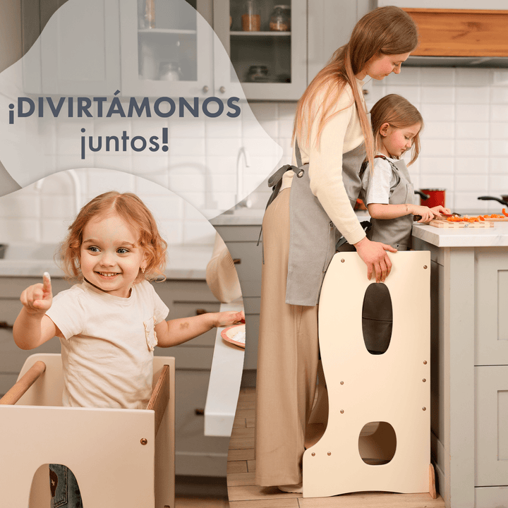 Torre de aprendizaje Montessori: Ayudante de Cocina - Beige