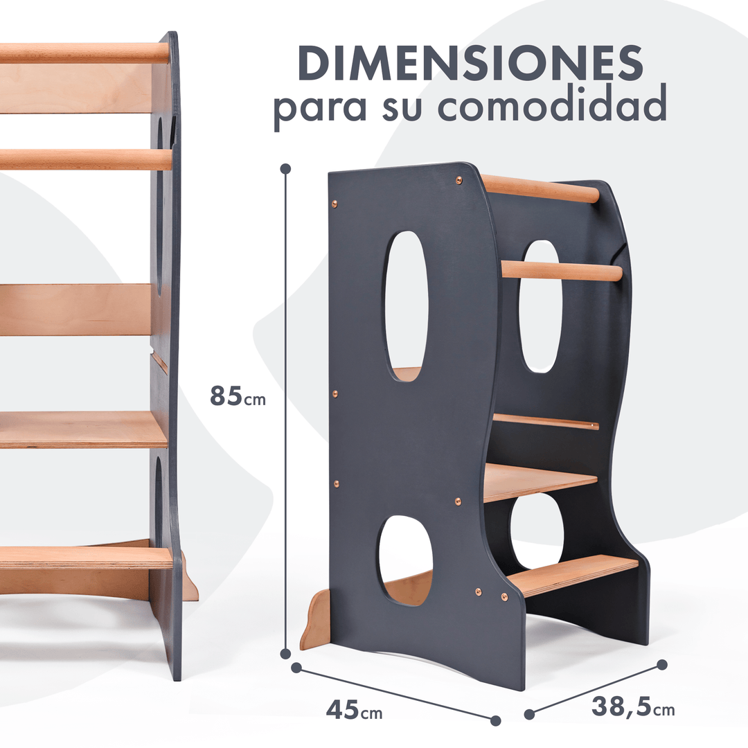 Torre de aprendizaje Montessori: Ayudante de Cocina - Gris