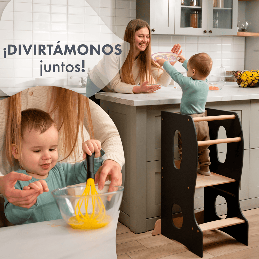 Torre de aprendizaje Montessori: Ayudante de Cocina - Gris