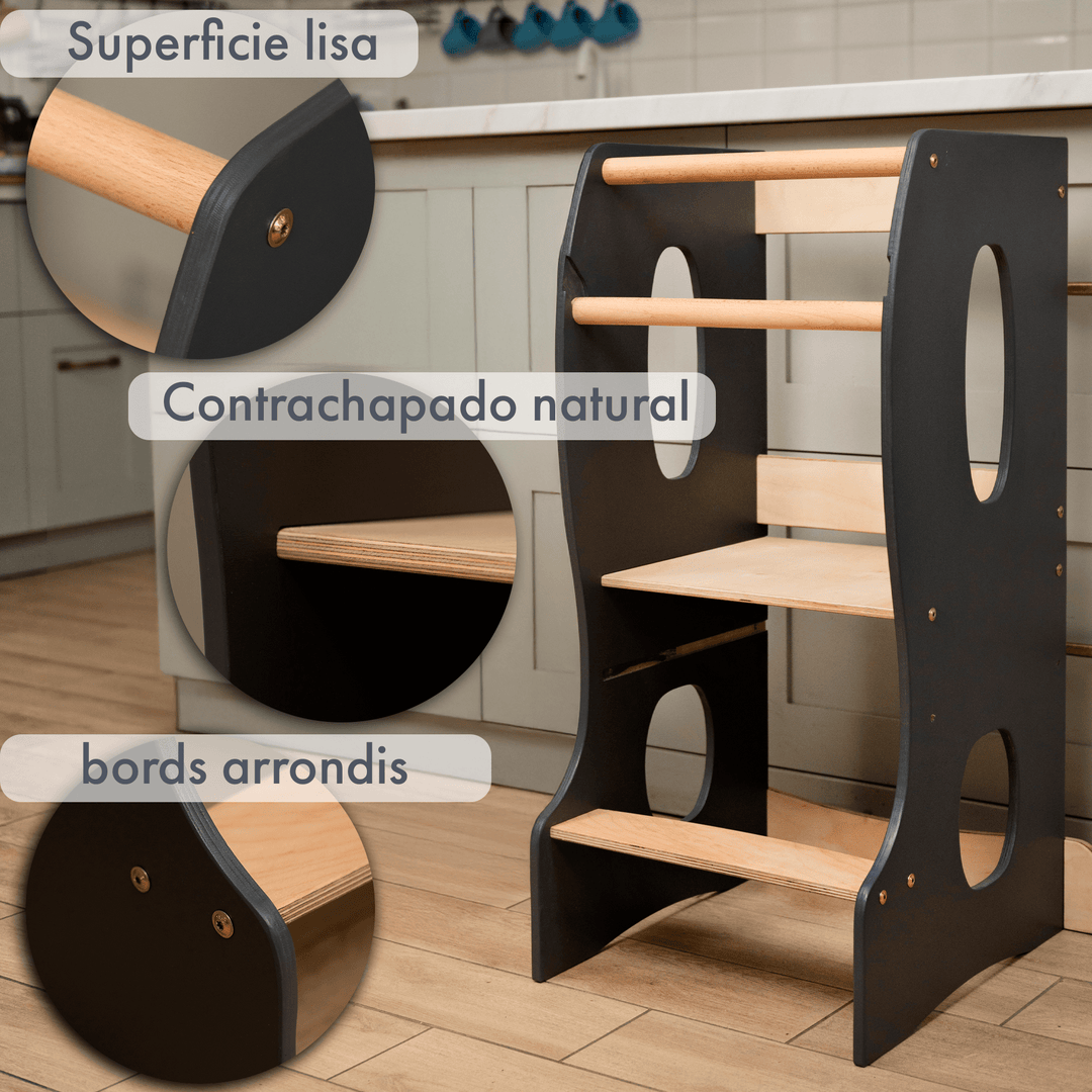 Torre de aprendizaje Montessori: Ayudante de Cocina - Gris