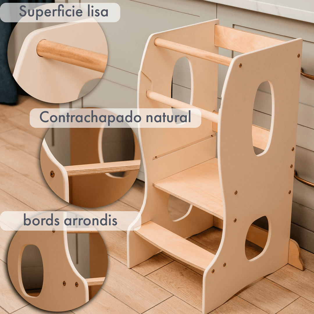 Torre de aprendizaje Montessori: Ayudante de Cocina - Marfil