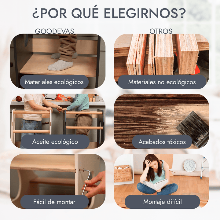 Torre de aprendizaje Montessori: Ayudante de Cocina - Marfil