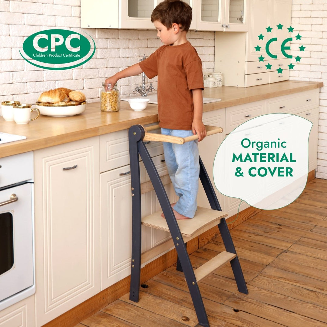 Torre de aprendizaje: Taburete plegable para niños pequeños - Beige