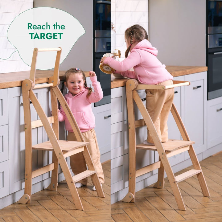 Torre de aprendizaje: Taburete plegable para niños pequeños - Beige
