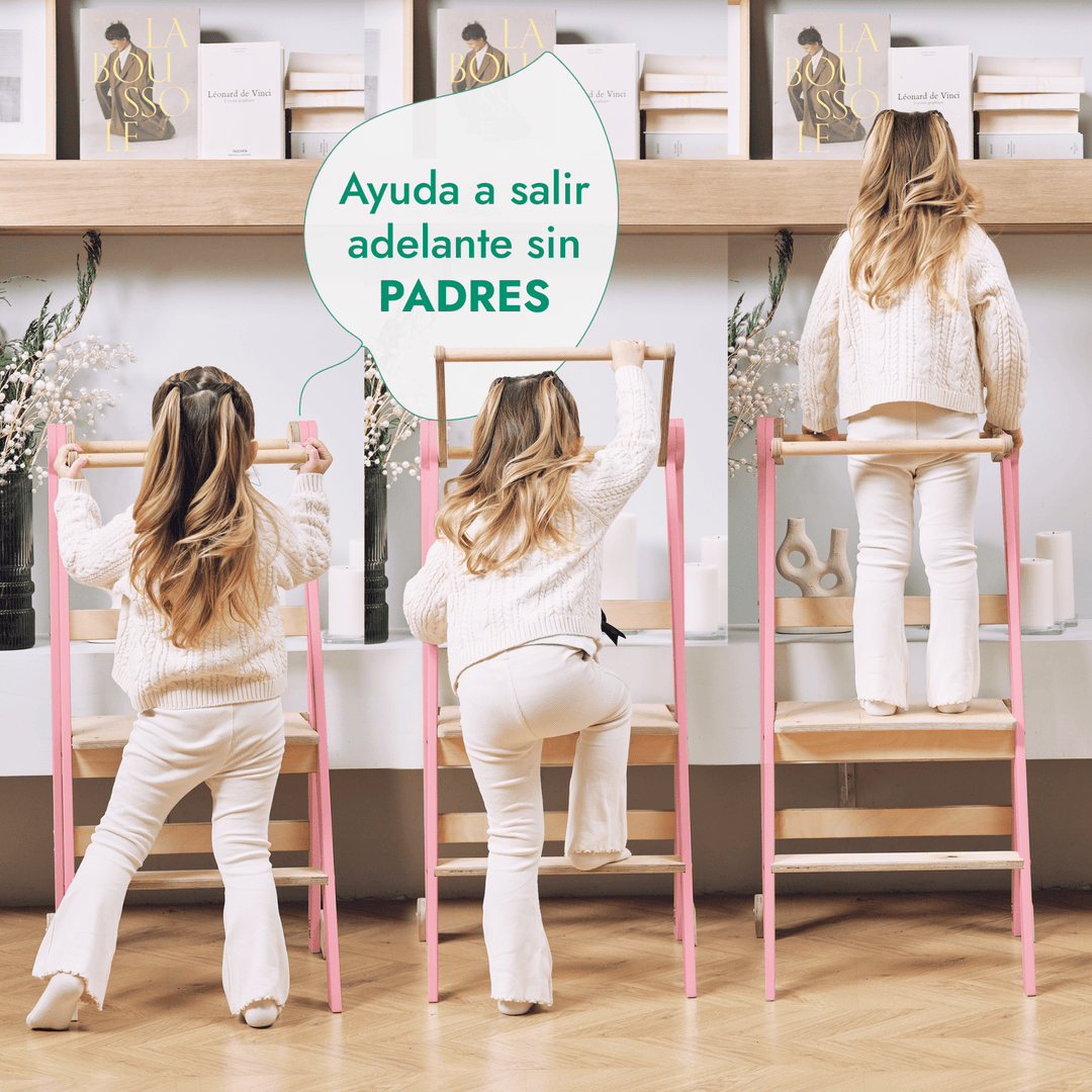 Torre de aprendizaje: Taburete plegable para niños pequeños - Rosa