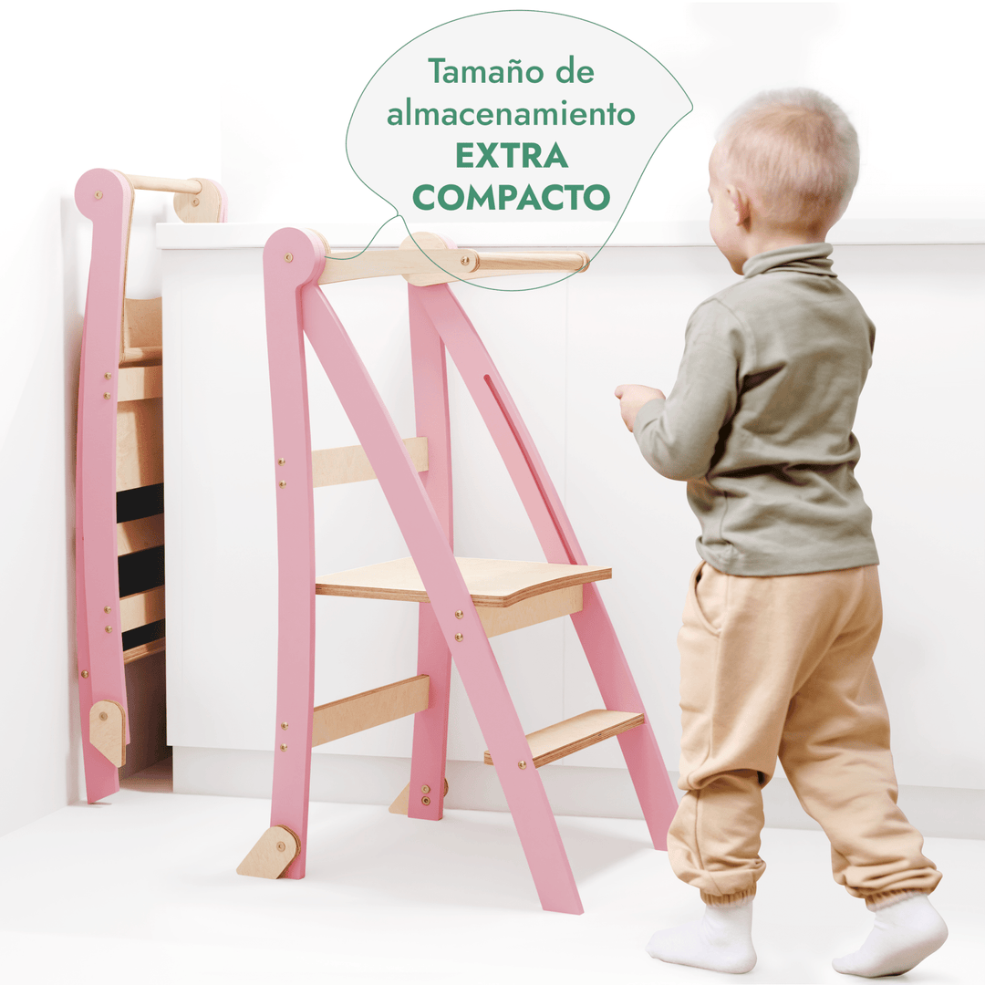 Torre de aprendizaje: Taburete plegable para niños pequeños - Rosa
