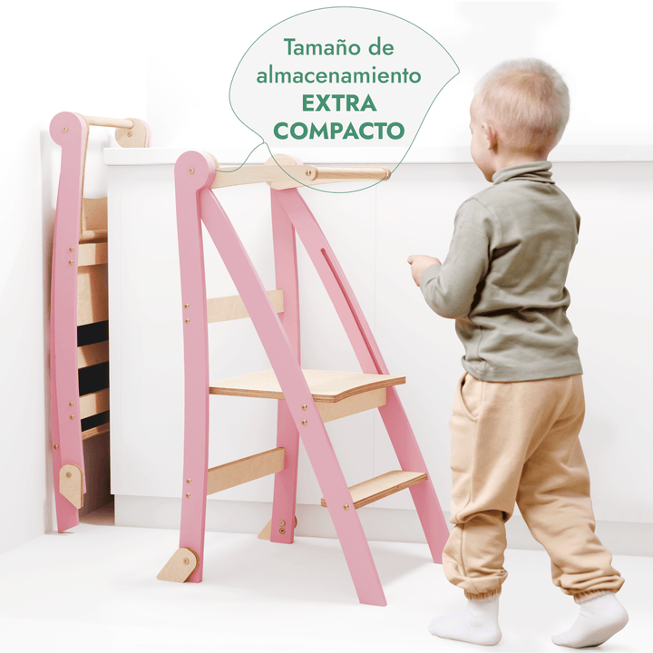 Torre de aprendizaje: Taburete plegable para niños pequeños - Rosa