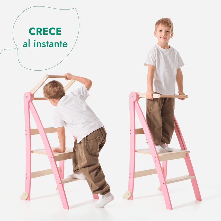 Torre de aprendizaje: Taburete plegable para niños pequeños - Rosa