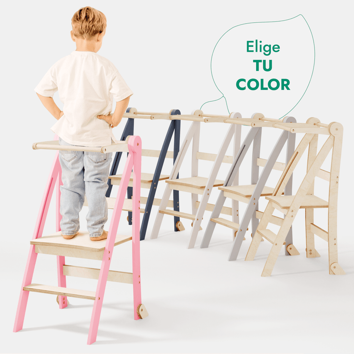 Torre de aprendizaje: Taburete plegable para niños pequeños - Rosa