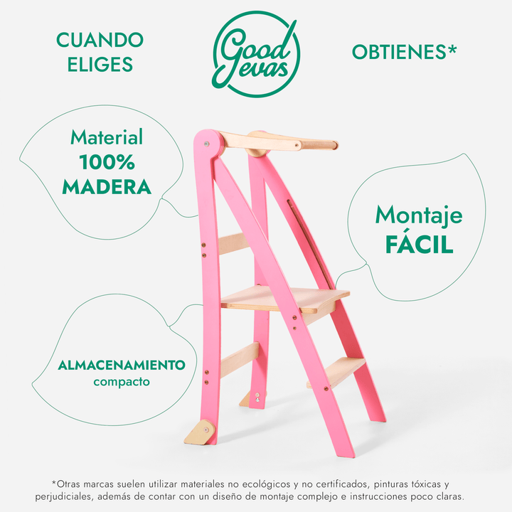 Torre de aprendizaje: Taburete plegable para niños pequeños - Rosa